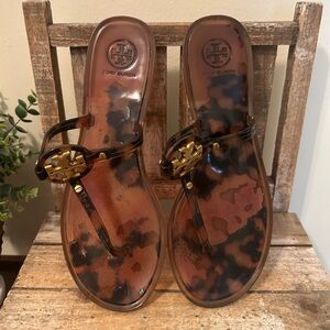 Tory Burch Jelly Mini Miller Thong Sandal Tortoise Size 8